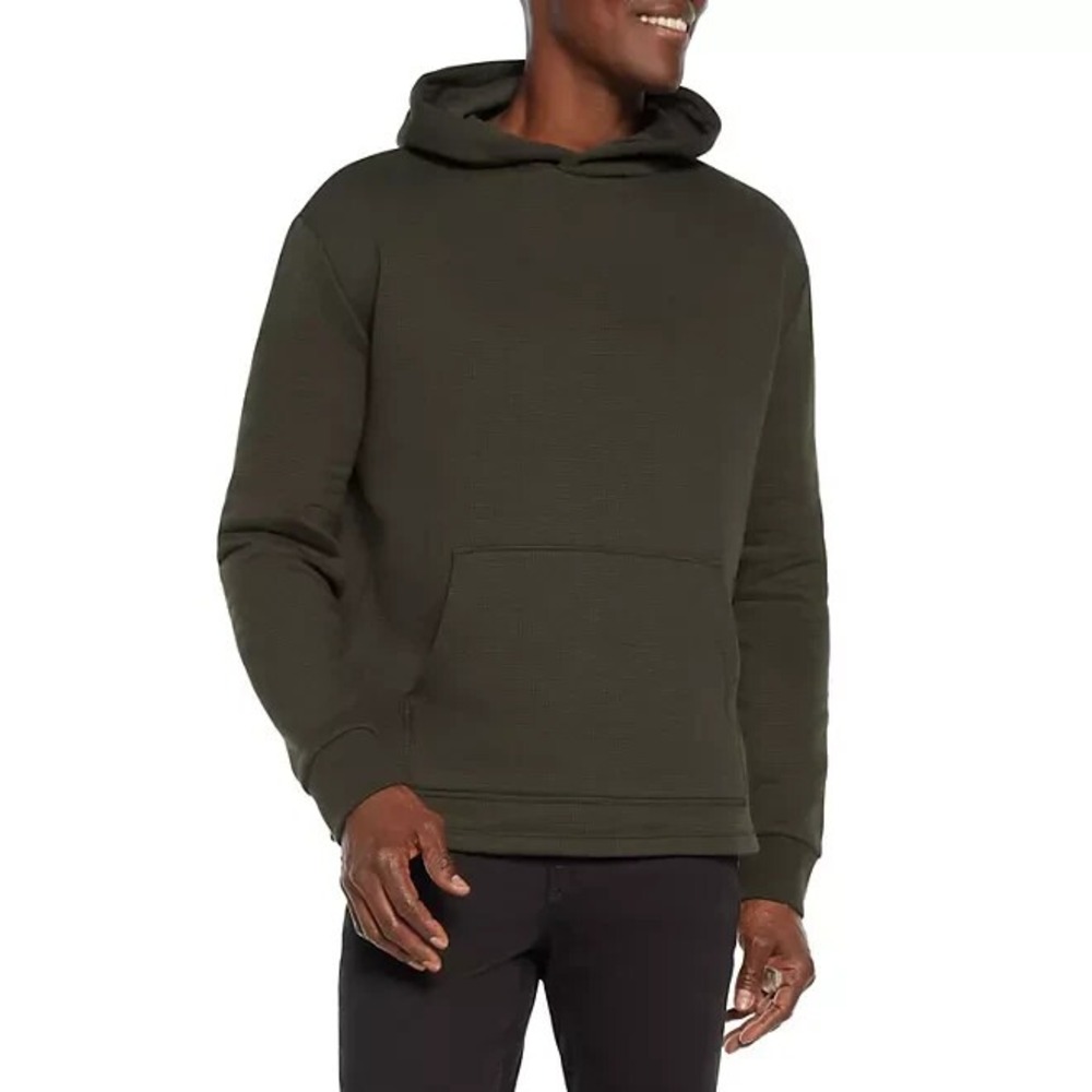 Express Mens Textured Hoodie Size XL Rosin Green Geo Jacquard Pullover NEW